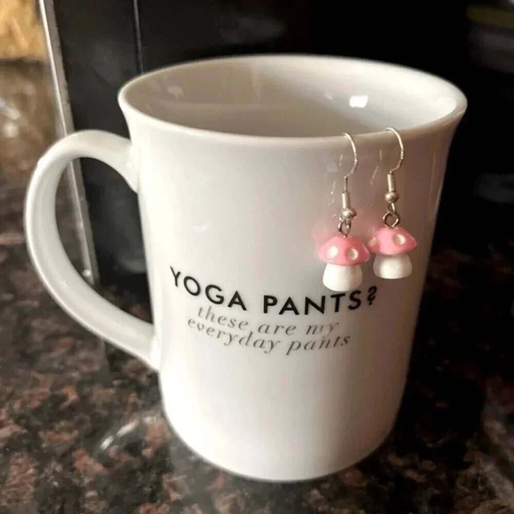 Mushroom Earrings for Pierced Ears in Pink